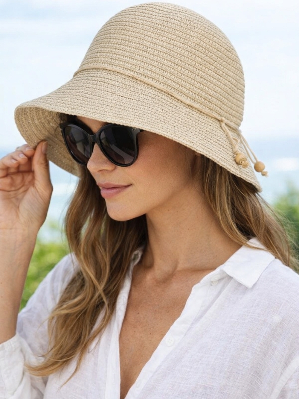 August Hats Packable Straw Sun Hat Beach Resort Cloche Bucket OSFM